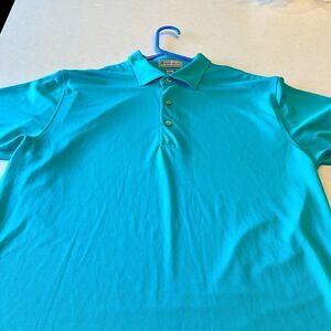 Peter Millar summer comfort men’s polo size Large beautiful Tiffany blue.